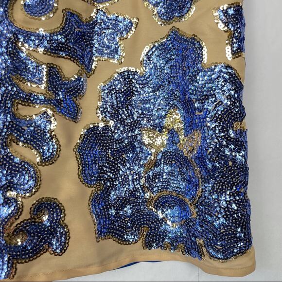 Tracy Reese Neiman Marcus + Target | Tan with Blue Sequins Relaxed Fit Blouse - Picture 7 of 14